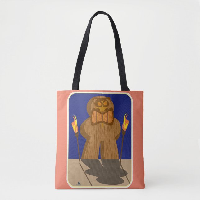 Giant Tiki Game Piece Cartoon Fun Design Tote Bag (Front)