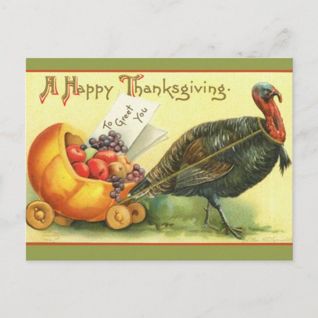 Giant Turkey Vintage Thanksgiving Art Cards (Front)