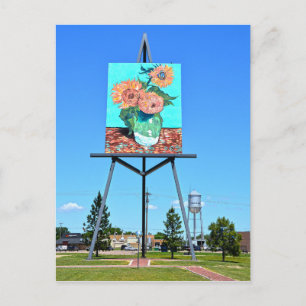 Giant Van Gogh's Sunflowers Artwork, Goodland, KS Postcard