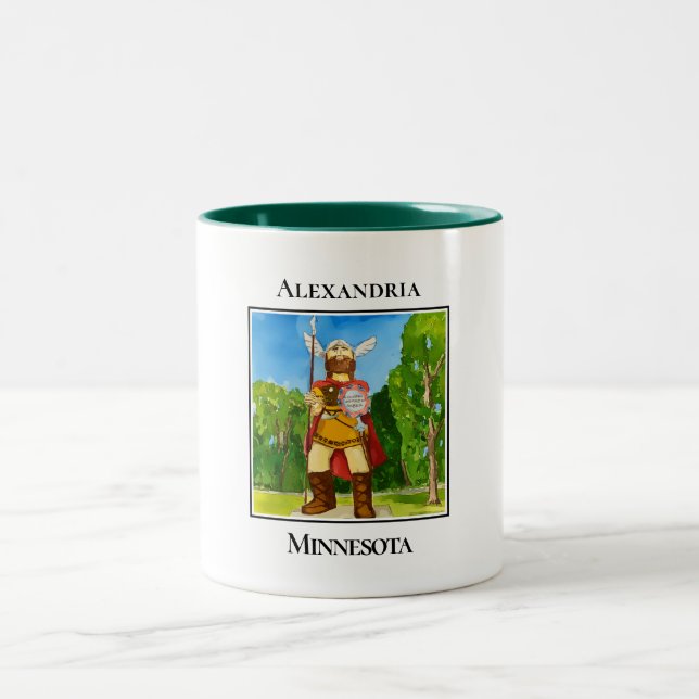 Giant Viking Welcome, Alexandria, Minnesota  Two-Tone Coffee Mug (Center)