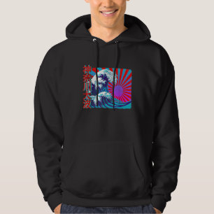 Giant Wave Bright Japanese Flag Kanji Writing Vint Hoodie