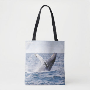 Giant Whale Jumps Out Of Ocean  Tote Bag