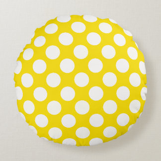 Giant White Polka Dots on Yellow Throw Pillow