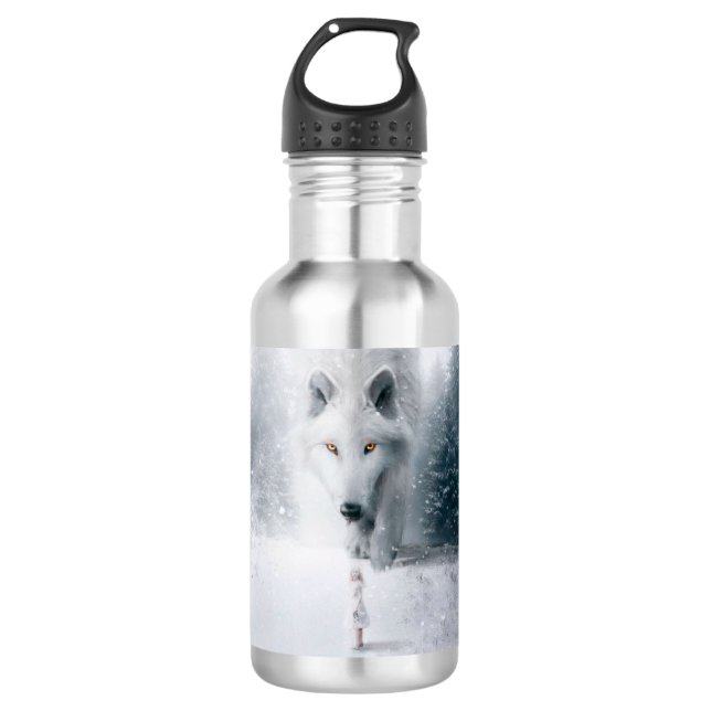 Giant white wolf 532 ml water bottle (Front)