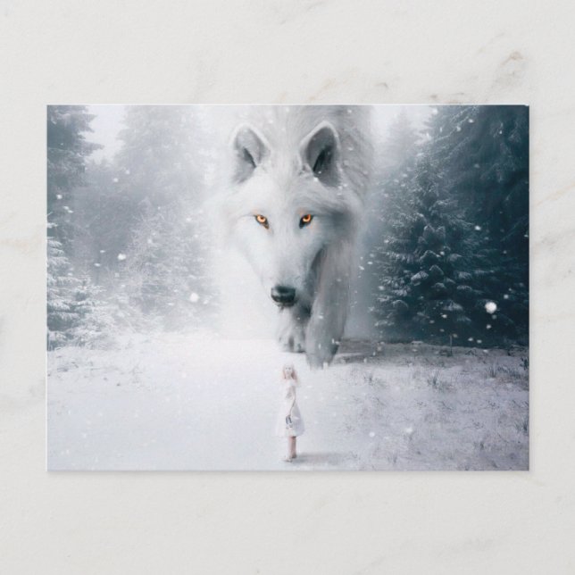 Giant white wolf postcard (Front)