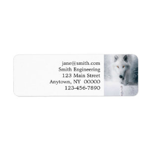 Giant white wolf return address label