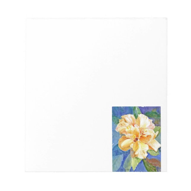Giant Yellow Gardenia on Blue Background Notepad (Front)