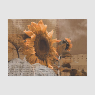 Giant Yellow Sunflowers Rustic Country Hymn Music Tissue Paper