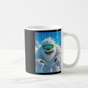 Giant Yeti Skiing With Green Goggles Joyfully Wint Coffee Mug