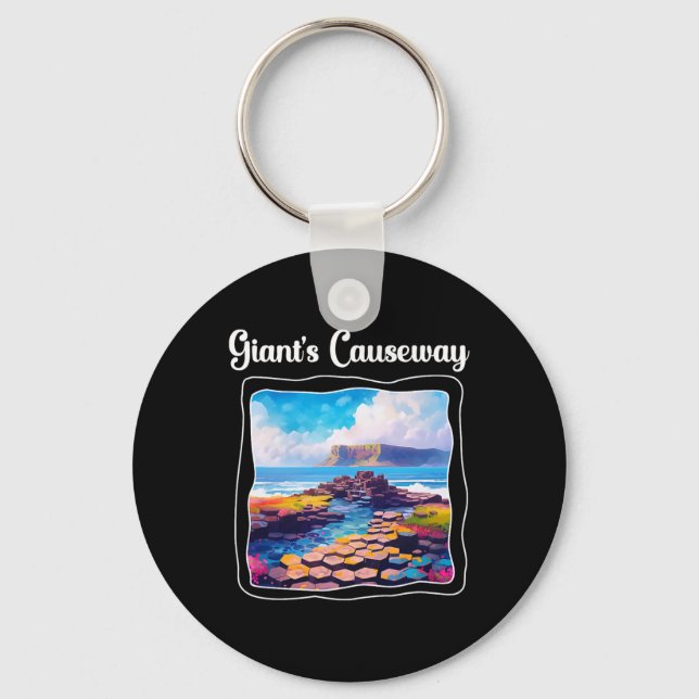 Giant's Causeway Bysalt Columns Cube Shaped Stones Key Ring (Front)