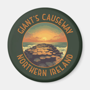 Giant's Causeway Ireland Retro Distressed Circle Magnet