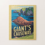 Giant's Causeway Ireland Travel Art Vintage Jigsaw Puzzle<br><div class="desc">Giant's Causeway in a vector art style. The Giant's Causeway is made up of over 40, 000 interlocking basalt columns that were formed by lava that cooled and contracted,  creating regular stress patterns and cracks.</div>