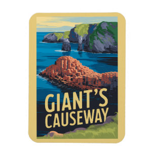 Giant's Causeway Ireland Travel Art Vintage Magnet
