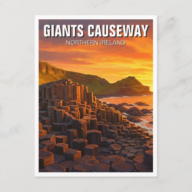 Giants Causeway Northern Ireland Travel Sunset Postcard (Front)