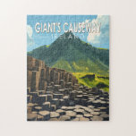 Giant's Causeway Travel Art Vintage Jigsaw Puzzle<br><div class="desc">Giant's Causeway in a vector art style. The Giant's Causeway is made up of over 40, 000 interlocking basalt columns that were formed by lava that cooled and contracted,  creating regular stress patterns and cracks.</div>