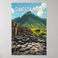 Giant's Causeway Travel Art Vintage