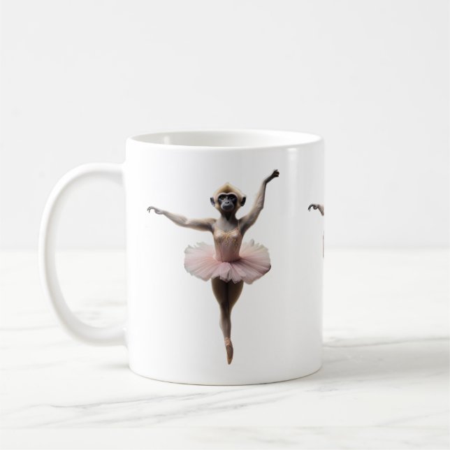 Gibbon Ballet Dancer In A Tutu, Coffee Mug (Left)