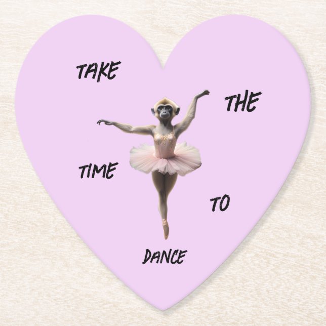 Gibbon Ballet Dancer In A Tutu, Paper Coaster (Front)