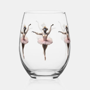 Gibbon Ballet Dancer In A Tutu, Stemless Wine Glass