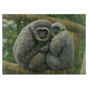 Gibbon Companions – Emotional Wildlife Portrait Cutting Board
