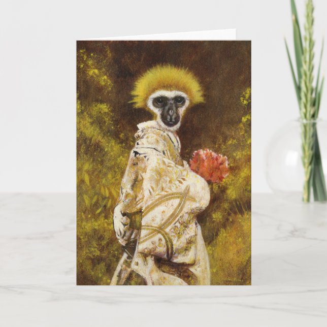 Gibbon Geisha Greetings Card (Front)