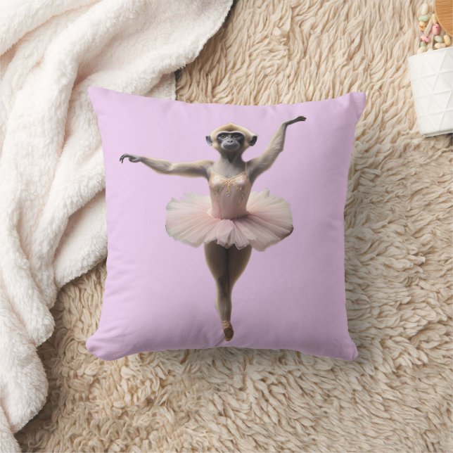 Gibbon Monkey Ballet Dancer In A Tutu, Cushion (Blanket)