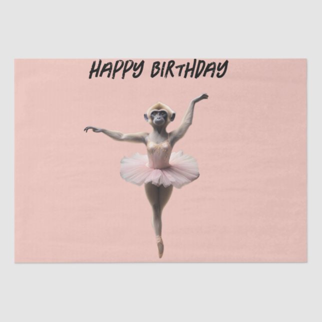 Gibbon Monkey Ballet Dancer In A Tutu, Tissue Paper (Front)