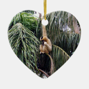 Gibbon Monkey Just Hanging Around, Ceramic Ornament