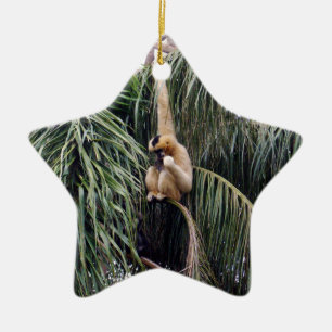 Gibbon Monkey Just Hanging Around, Ceramic Tree Decoration