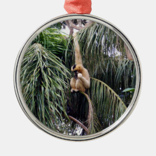 Gibbon Monkey Just Hanging Around, Metal Tree Decoration