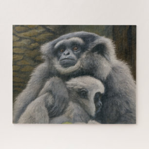 Gibbon Shelter – Emotional Wildlife Portrait Jigsaw Puzzle