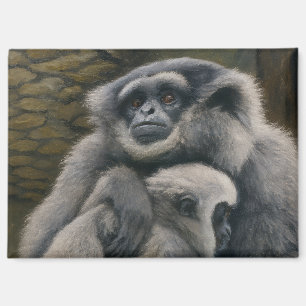 Gibbon Shelter – Emotional Wildlife Portrait Magnet