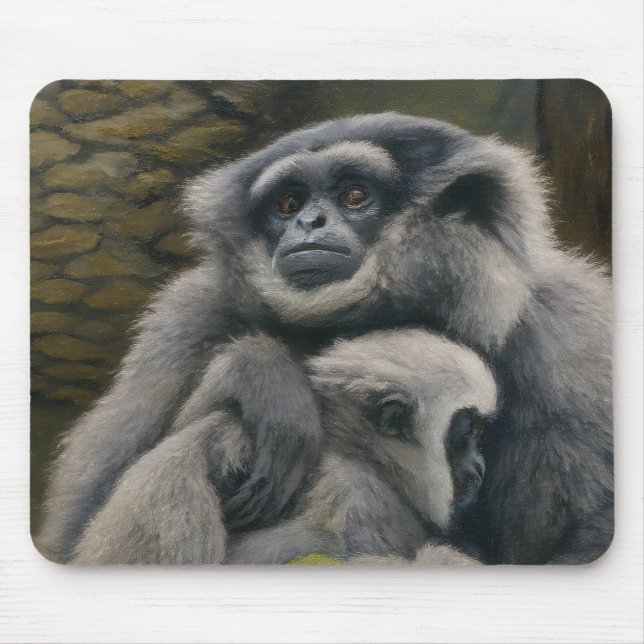Gibbon Shelter – Emotional Wildlife Portrait Mouse Pad (Front)