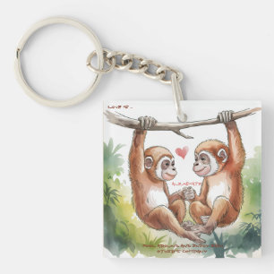 Gibbon Valentines Key Ring