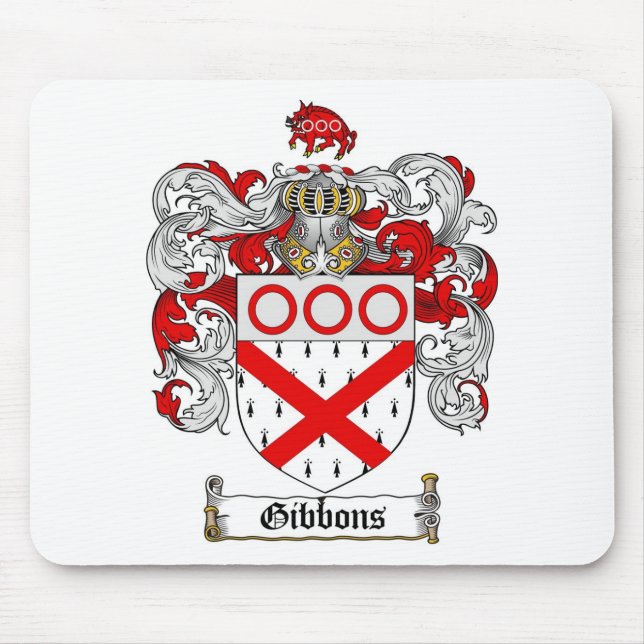 GIBBONS FAMILY CREST -  GIBBONS COAT OF ARMS MOUSE PAD (Front)