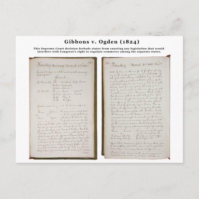 Gibbons v. Ogden, 22 U.S. 1 (1824) Postcard (Front)