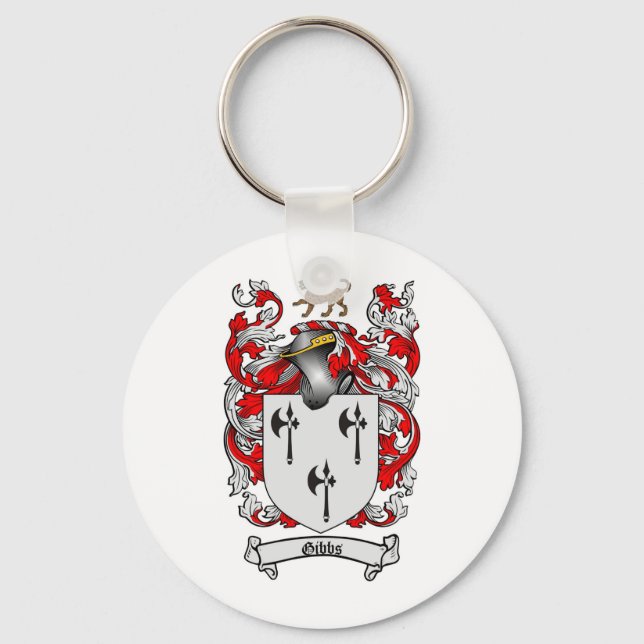 GIBBS FAMILY CREST -  GIBBS COAT OF ARMS KEY RING (Front)