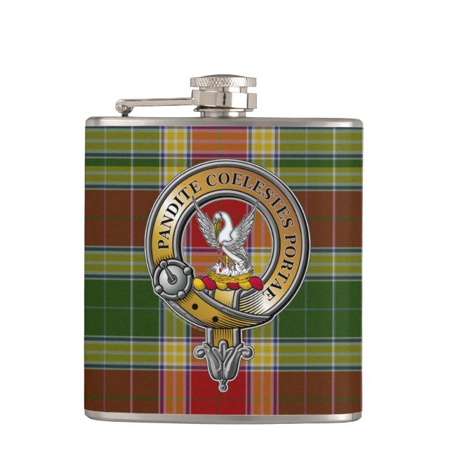 Gibbs Gibsone Tartan & Badge Hip Flask (Front)