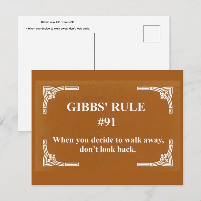Gibbs' rule 91 postcard (Front/Back)