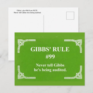 Gibbs' rule 99 postcard