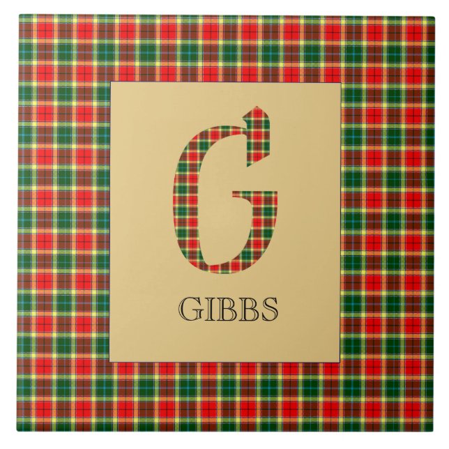 Gibbs Tartan Monogram G  Ceramic Tile (Front)