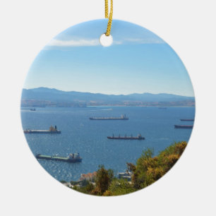 Gibraltar Anchorage From Above Ceramic Ornament