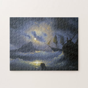 Gibraltar by Night Ivan Aivasovsky seascape waters Jigsaw Puzzle