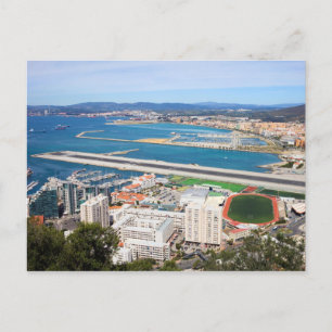 Gibraltar City and Airport Runway Postcard