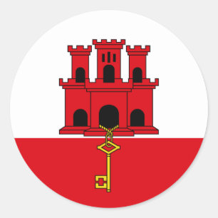 Gibraltar Flag. Britain, British Overseas Classic Round Sticker
