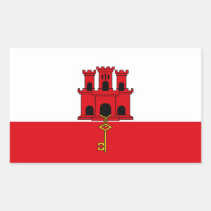 Gibraltar Flag. Britain, British Overseas Rectangular Sticker