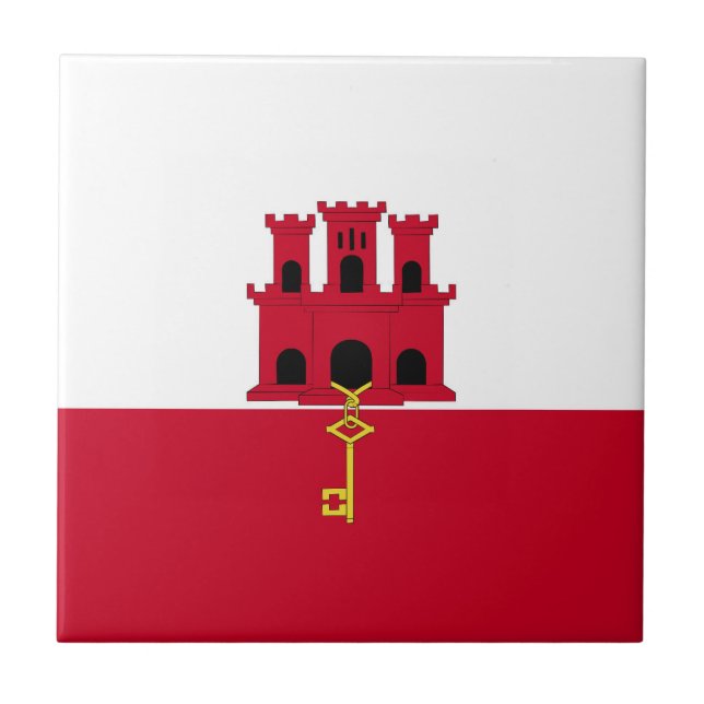 Gibraltar flag ceramic tile (Front)