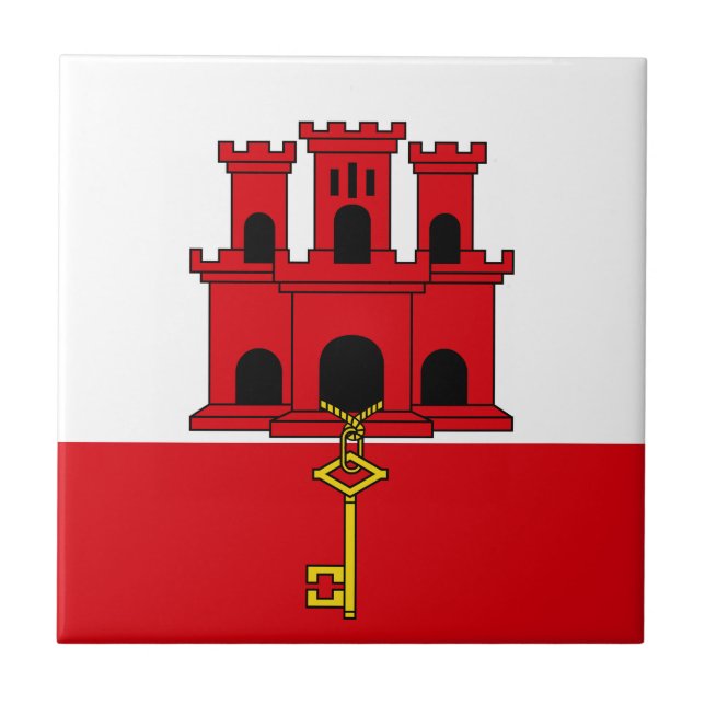Gibraltar Flag Ceramic Tile (Front)