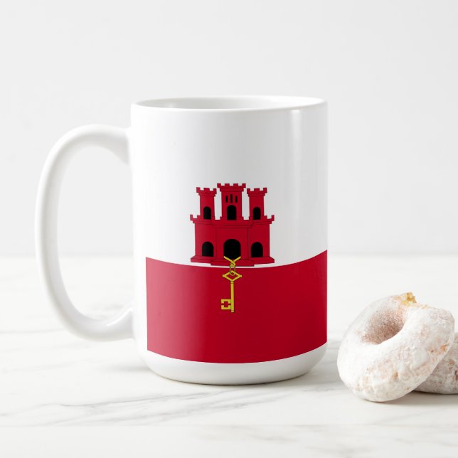 Gibraltar flag coffee mug (With Donut)