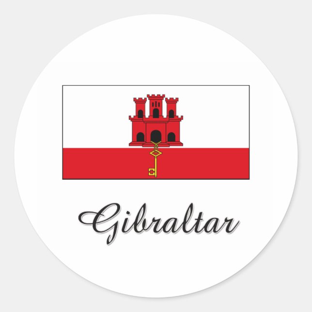 Gibraltar Flag Design Classic Round Sticker (Front)